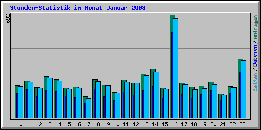 Stunden-Statistik im Monat Januar 2008